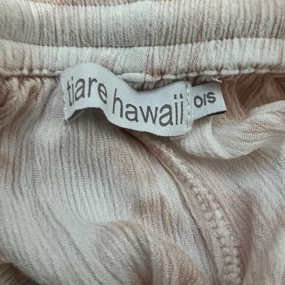Tiare Hawaii Pants One Size Crinkle Rayon Peach Tie Dye Slit Drawstring Cropped - Picture 4 of 7